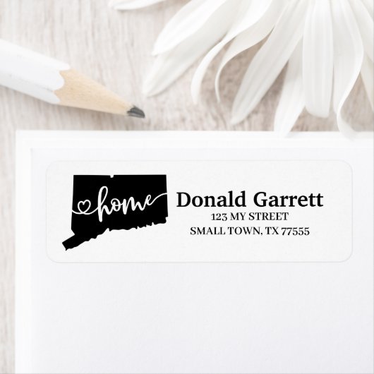 ホーム州アウトラインハートコネチカット住所 ラベル (インサイチュ)