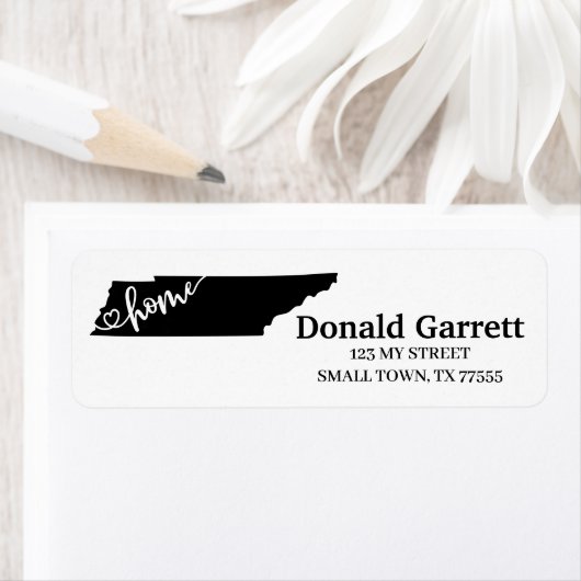 ホーム州アウトラインハートテネシー住所 ラベル (インサイチュ)