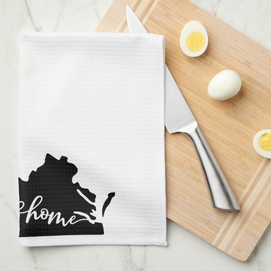 ホーム州アウトラインハートバージニア キッチンタオル (四つ折り)
