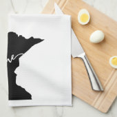 ホーム州アウトラインハートミネソタ キッチンタオル (四つ折り)