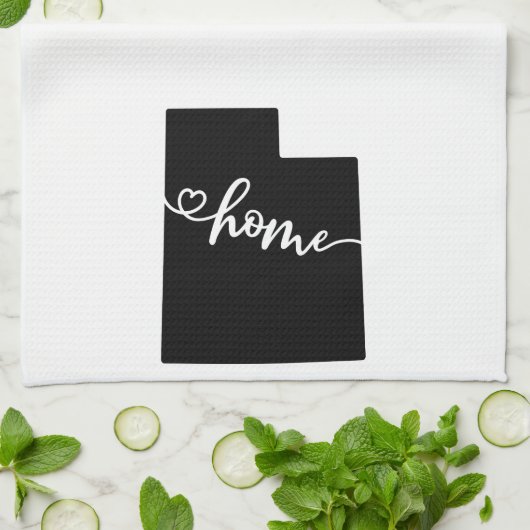 ホーム州アウトラインハートユタ キッチンタオル (折り畳み)