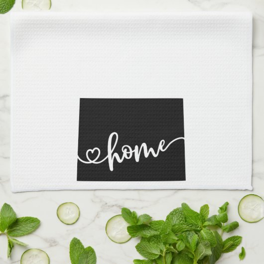 ホーム州アウトラインハートワイオミング キッチンタオル (折り畳み)