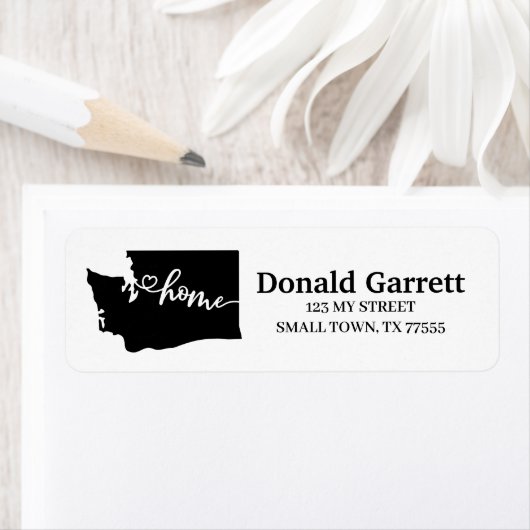 ホーム州アウトラインハートワシントンアドレス ラベル (インサイチュ)