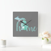 ホーム州イスミシガンシルエット スクエア壁時計 (ホーム)