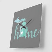 ホーム州イスミシガンシルエット スクエア壁時計 (傾斜)