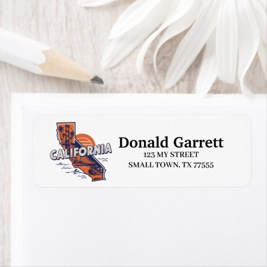 ホーム州カリフォルニアレトロカラーアドレス ラベル (インサイチュ)