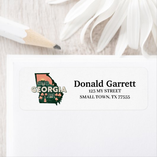 ホーム州グルジアレトロカラーアドレス ラベル (インサイチュ)
