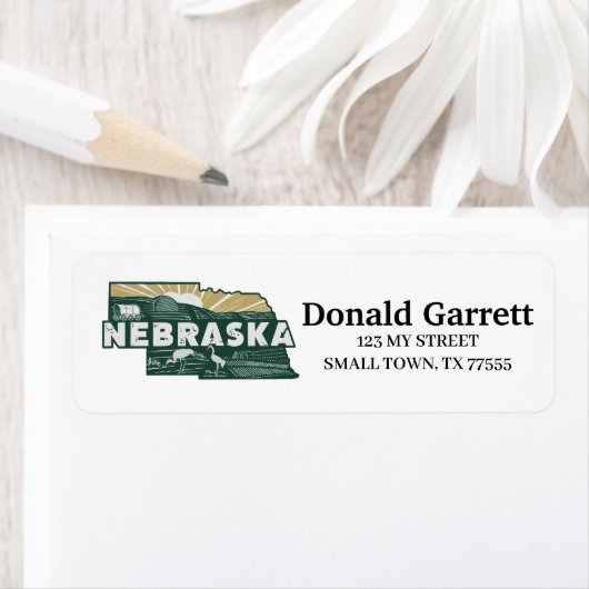 ホーム州ネブラスカレトロカラーアドレス ラベル (インサイチュ)