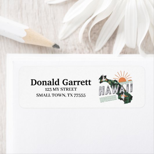 ホーム州ハワイレトロカラーアドレス ラベル (インサイチュ)