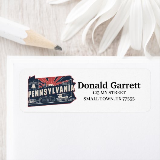 ホーム州ペンシルベニアレトロカラーアドレス ラベル (インサイチュ)