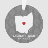 ホーム州マップアート – カスタムウェディングオハイオ オーナメント (正面)