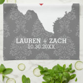 ホーム州マップアート – カスタムウェディングテキサス州 キッチンタオル (折り畳み)