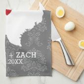 ホーム州マップアート – カスタムウェディングテキサス州 キッチンタオル (四つ折り)