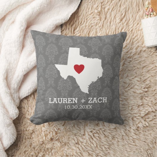 ホーム州マップアート – カスタムウェディングテキサス州 クッション (ブランケット)