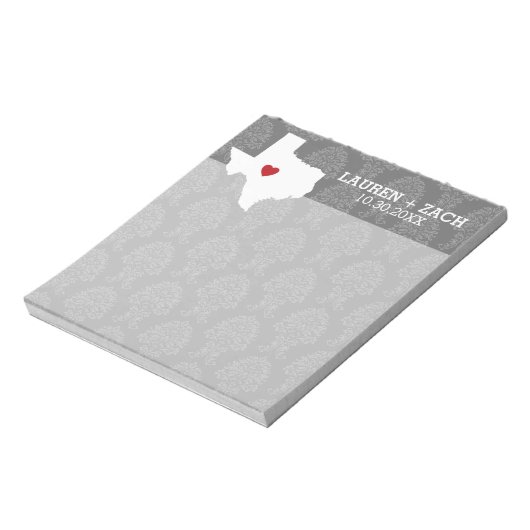 ホーム州マップアート – カスタムウェディングテキサス州 ノートパッド (回転)