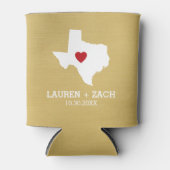 ホーム州マップアート – カスタムウェディングテキサス州 缶クーラー (正面)