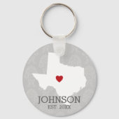 ホーム州マップアート – テキサス州ハート キーホルダー (正面)