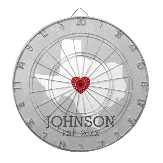 ホーム州マップアート – 名前をカスタムするテキサス州 ダーツボード (正面)