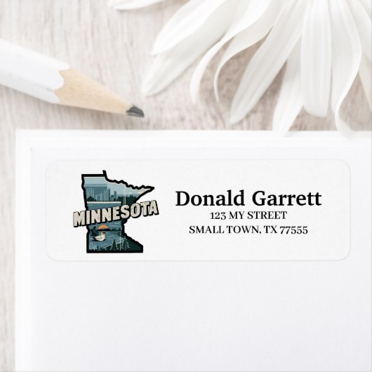 ホーム州ミネソタレトロカラーアドレス ラベル (インサイチュ)