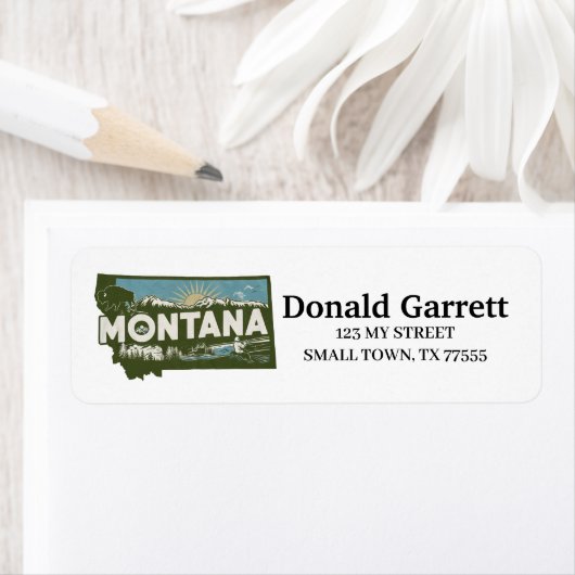 ホーム州モンタナレトロカラーアドレス ラベル (インサイチュ)