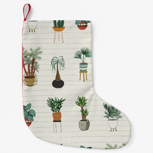 ホーム工場：手描きシームレスインテリア スモールクリスマスストッキング (正面)