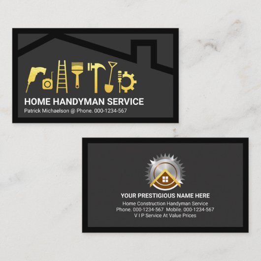 ホーム建物ルーフハンディマンフレーム 名刺 (正面/裏面)