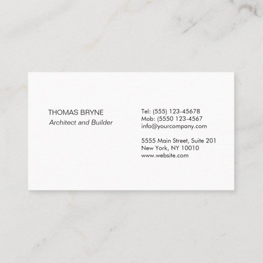 ホーム建築および設計設計図 名刺 (裏面)