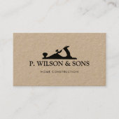 ホーム建築とカーペンターウッド飛行機ロゴ 名刺 (正面)