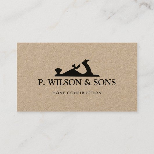 ホーム建築とカーペンターウッド飛行機ロゴ 名刺 (正面)