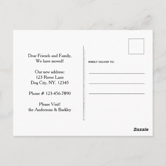 ホーム引っ越しましたドッグファミリーペット引越アナウンセメン ポストカード (裏面)