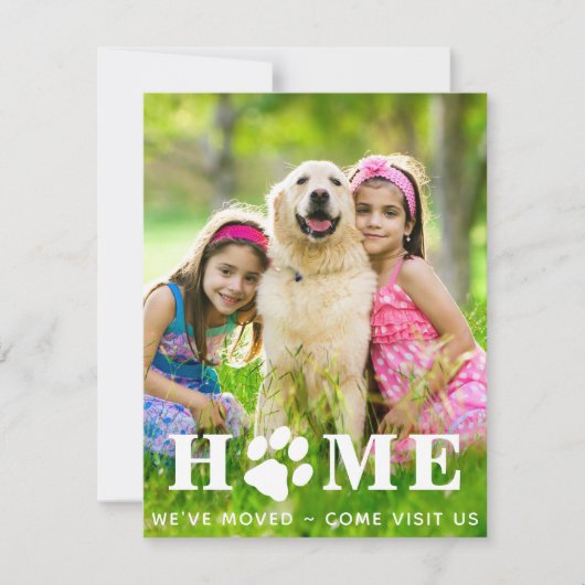 ホーム引っ越しましたファミリーペットフォトドッグムービング 案内状 (正面)