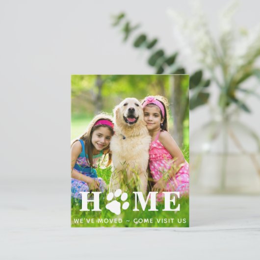 ホーム引っ越しましたファミリーペットフォトドッグムービング 案内状 (スタンド正面)
