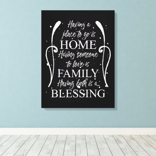 ホーム感動的引用文 – ファミリー賛美- s キャンバスプリント (インサイチュ (ウッドフロア))