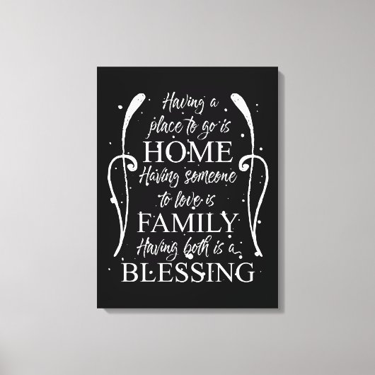 ホーム感動的引用文 – ファミリー賛美- s キャンバスプリント (正面)