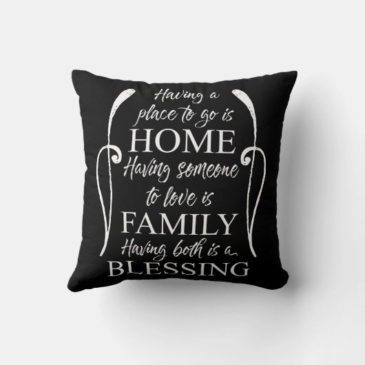 ホーム感動的引用文 – ファミリー賛美- s クッション (裏面)