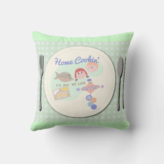 ホーム料理おもしろいレトロフードメルタイムスローガン クッション (裏面)