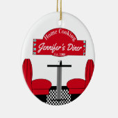 ホーム料理ネームシェフダイナーレトロスクエア セラミックオーナメント (右)