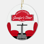 ホーム料理ネームシェフダイナーレトロスクエア セラミックオーナメント (左)