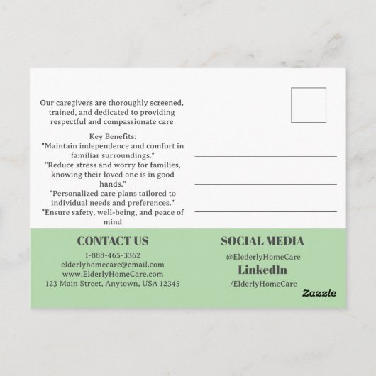 ホーム気にサービスのプロモーションまたはマーケティング ポストカード (裏面)