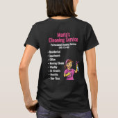 ホーム清掃サービス女性 ブラック Tシャツ (裏面)