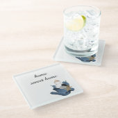 ホーム甘いホームブルーシーシェルブーケ海岸 ガラスコースター (アングル)