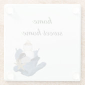 ホーム甘いホームブルーシーシェルブーケ海岸 ガラスコースター (裏面)