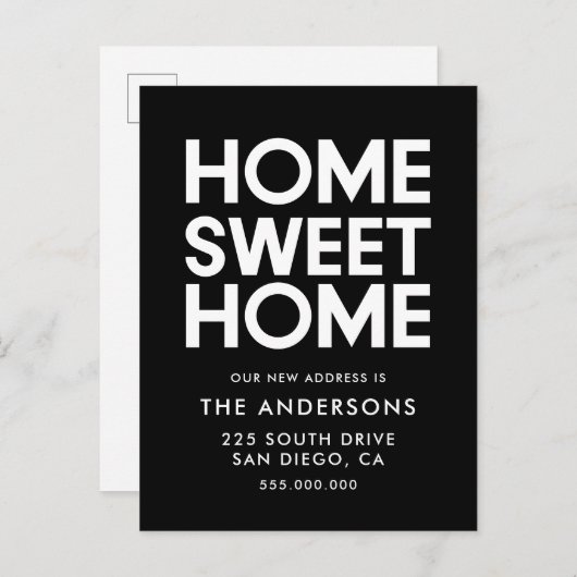 ホーム甘いホームミニマリストの動く発表 ポストカード (正面/裏面)