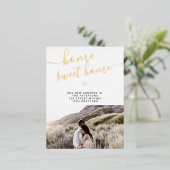 ホーム甘いホームモダンスクリプト写真の移動 箔招待状ポストカード (立ち正面)