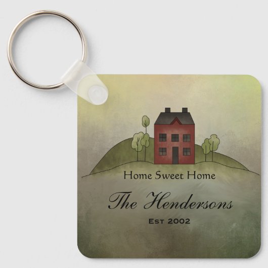 ホーム甘いホーム名パーソナライズされたキーチェーン キーホルダー (正面)