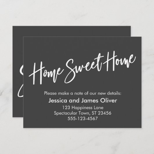 ホーム甘いホーム手書きグレー発表 招待状 (正面/裏面)