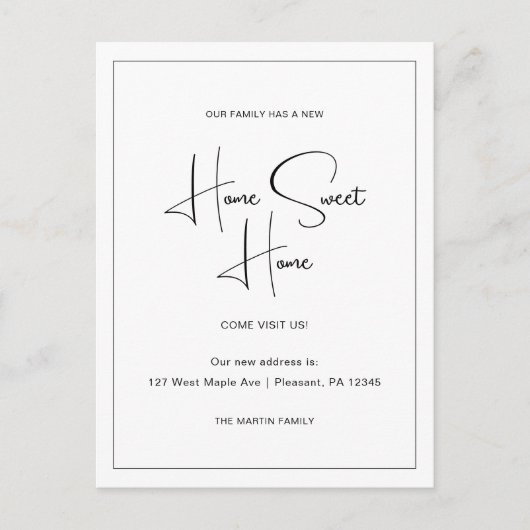 ホーム甘いホーム新しいアドレスの移動アナウンス ポストカード (正面)