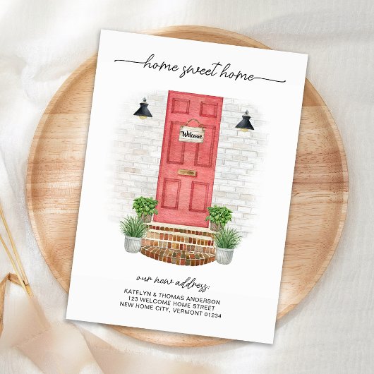 ホーム甘いホーム新しいアドレス水の色レッドドア ノートカード