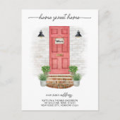 ホーム甘いホーム新しいアドレス水の色レッドドア 案内ポストカード (正面)