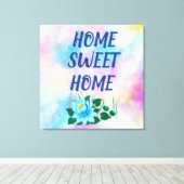 ホーム甘いホーム美しい青い花の水色 キャンバスプリント (インサイチュ (ウッドフロア))